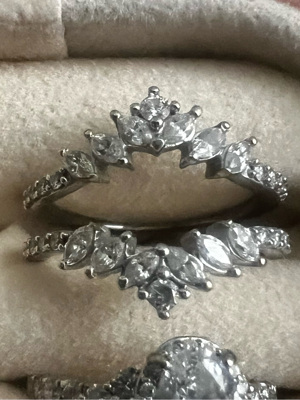 Kay Jewelers Silver Marquise & Round Diamond Accent Double Ring